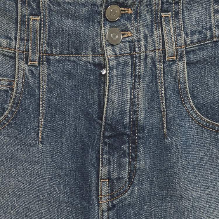 Pre Owned Alaia Blue Denim High-Rise Shorts S