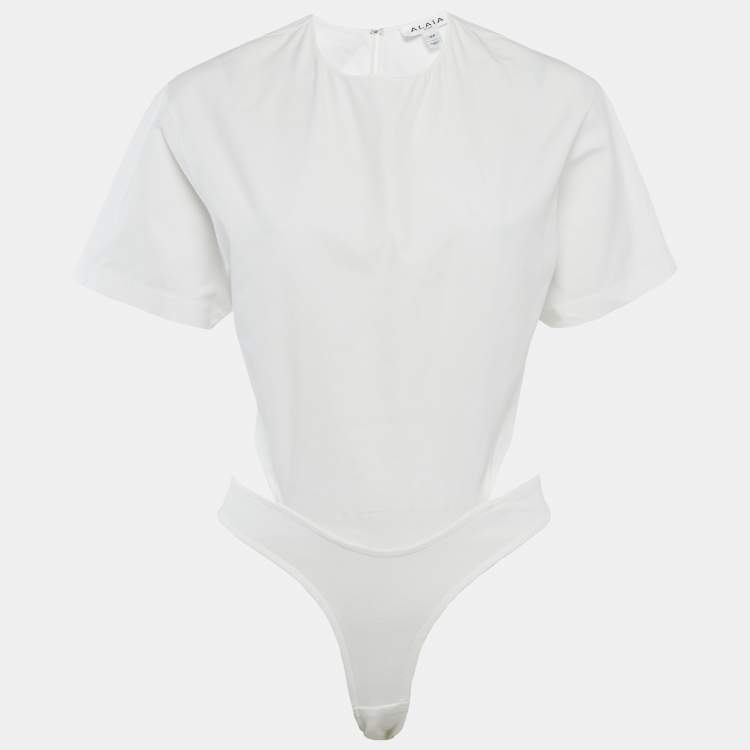 Pre Owned Alaia White Cotton Dickey Bodysuit S