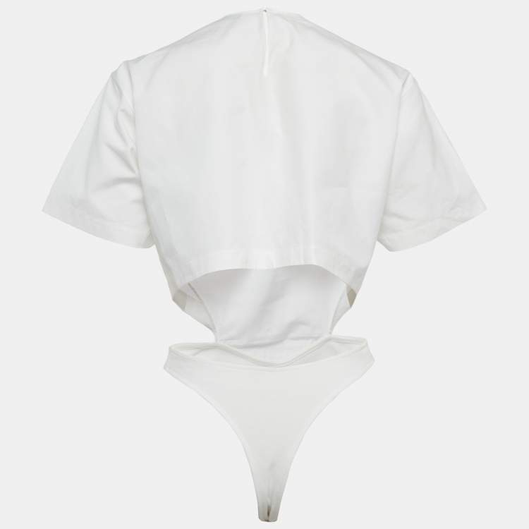 Pre Owned Alaia White Cotton Dickey Bodysuit S