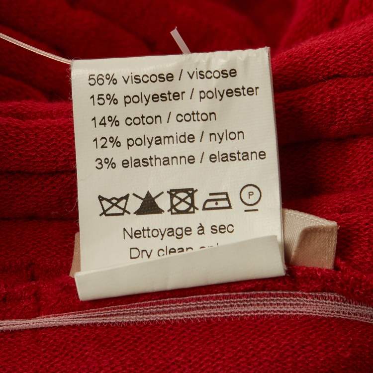 Pre Owned Alaia Red Textured Stretch Knit Flared Mini Dress S