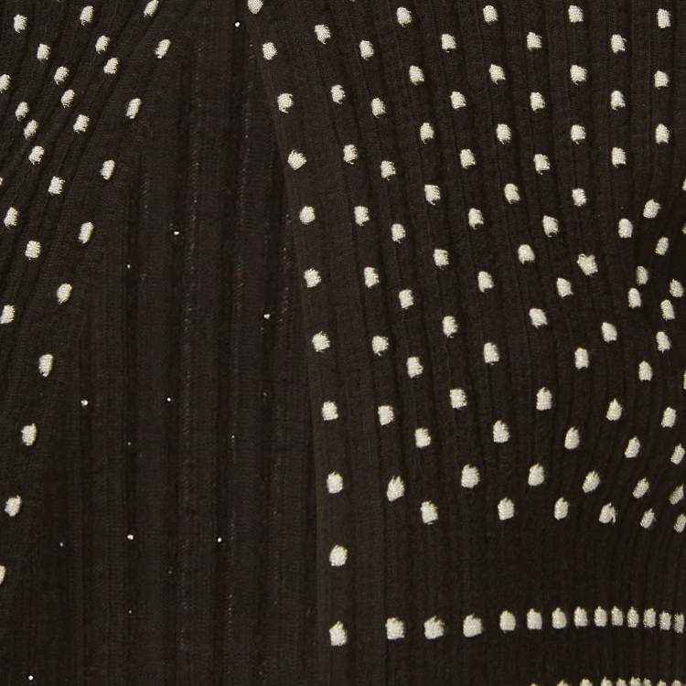 Pre Owned Alaia Black Polka Dots Rib Knit Crop Cardigan S