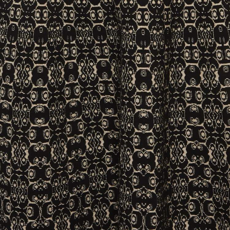 مملوكة مسبقًا Alaia Black Metallic Stretch Knit Lace Pattern Maxi Dress L