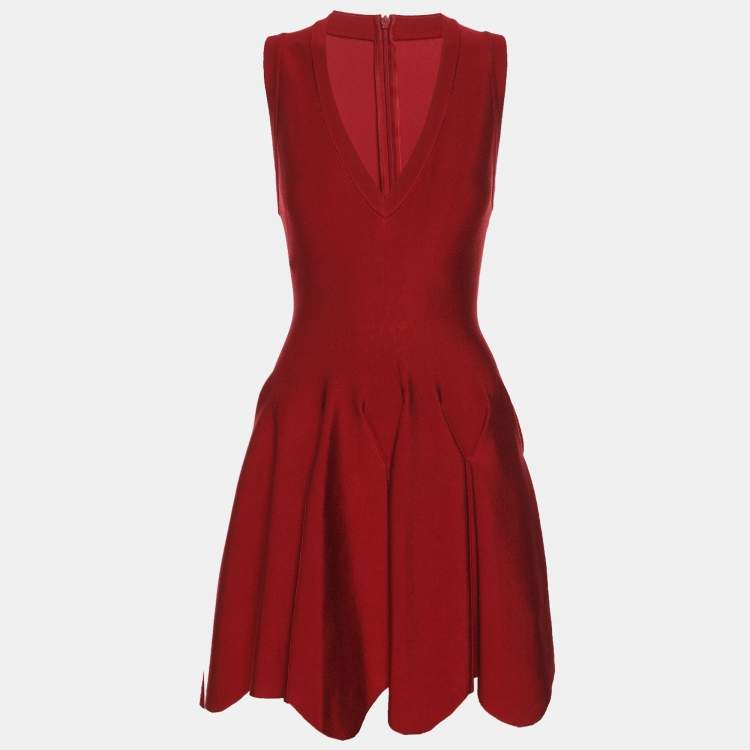 Pre Owned Alaia Red Jersey Mini Dress S