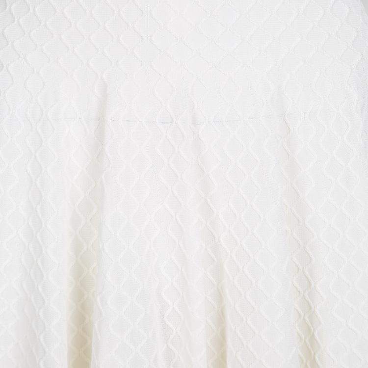 Pre Owned Alaia White Knit Embroidered Chevron Hem Fit and Flare Dress M