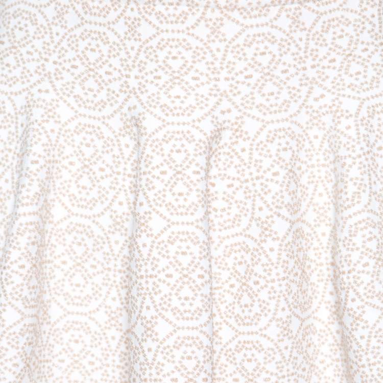 Pre Owned Alaia Beige Lurex Jacquard Patterned High Waist Mini Skirt M