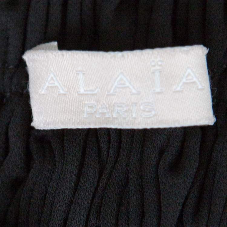 Pre Owned Alaia Black Stretch Shirred Elasticized Waist Maxi Skirt S