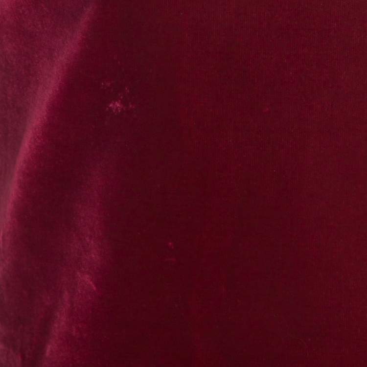 Pre Owned Alaia Burgundy Velvet Sleeveless Gathered Dress M