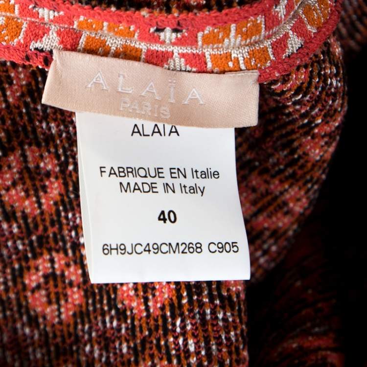 Pre Owned Alaia Multicolor Jacquard Patterned Knit Fit In Short Skirt M
