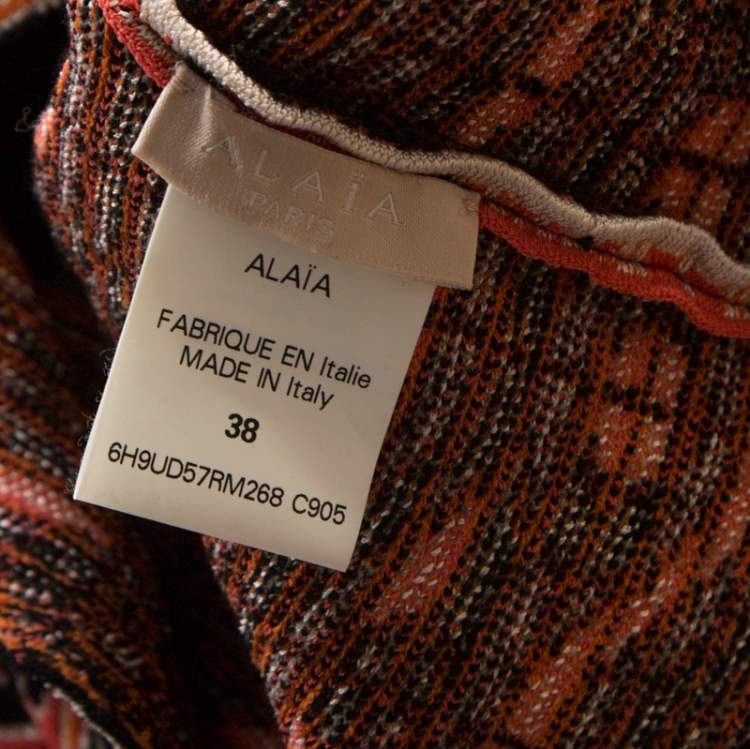 Pre Owned Alaia Multicolor Jacquard Patterned Knit Full Sleeve Top M