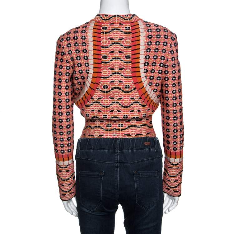 Pre Owned Alaia Multicolor Jacquard Patterned Knit Full Sleeve Top M