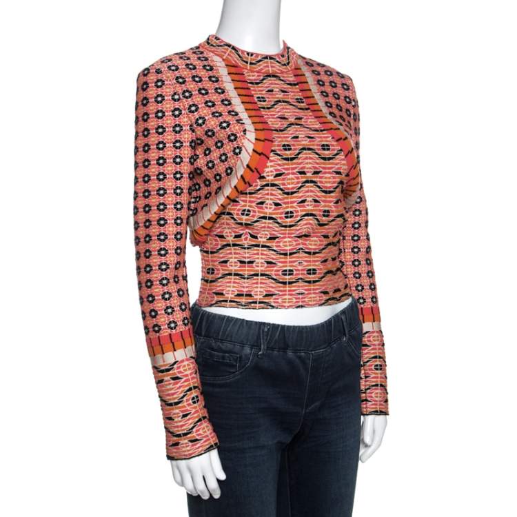 Pre Owned Alaia Multicolor Jacquard Patterned Knit Full Sleeve Top M