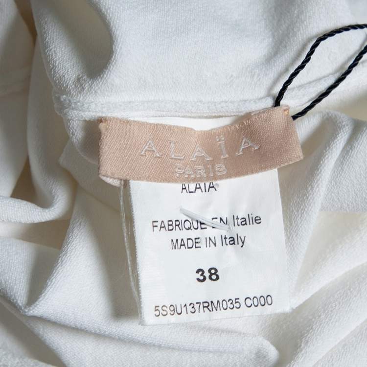 مملوكة مسبقًا Alaia White Jersey V-Neck Bodysuit M