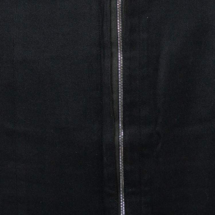 Pre Owned Alaia Vintage Black Cotton & Wool Slit Detail Midi Skirt M