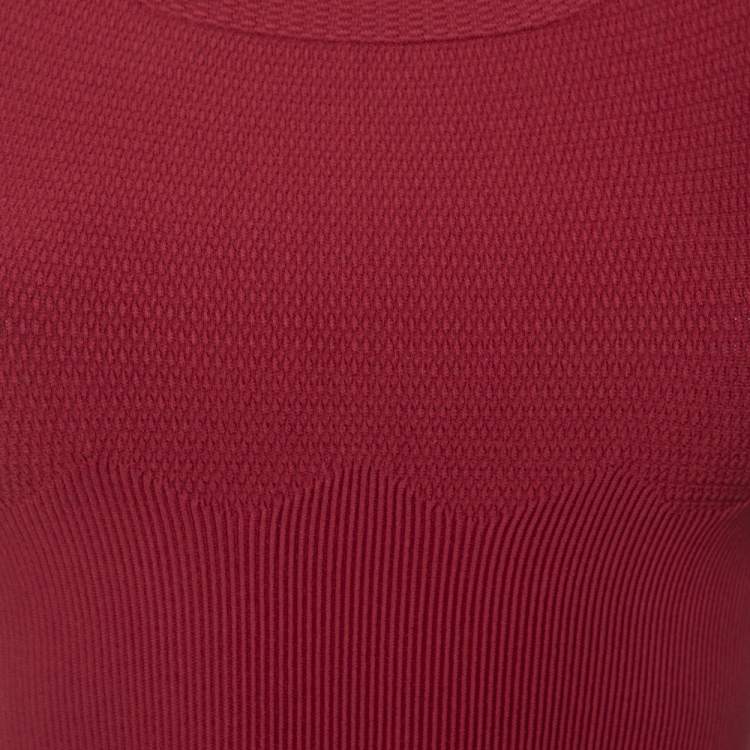 Pre Owned Alaia Burgundy Knit Sleeveless Skater Dress S