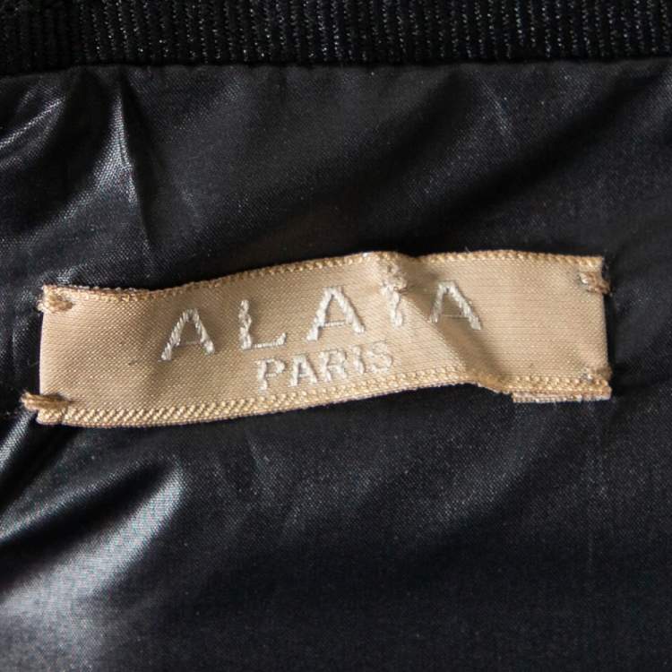 Pre Owned Alaia Black Leather Fringed Detail Mini Skirt M