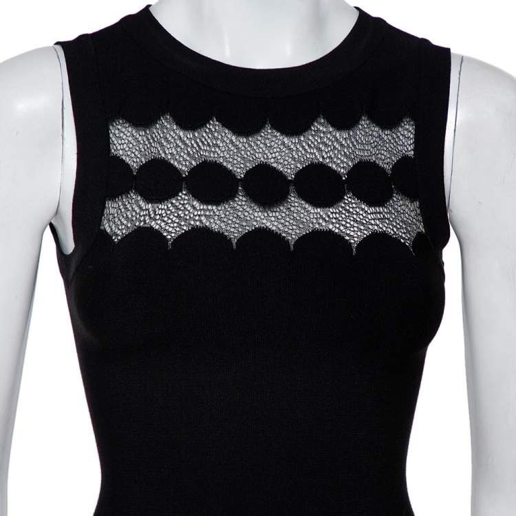 Pre Owned Alaia Black Perforated Knit Sleeveless Maxi Dress S