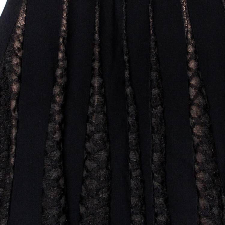مملوكة مسبقًا Alaia Black Knit & Lace Paneled Off-Shoulder Mini Dress M