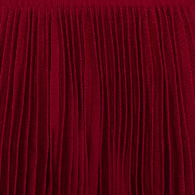 Pre Owned Alaia Burgundy Wool Pleated Mini Dress L