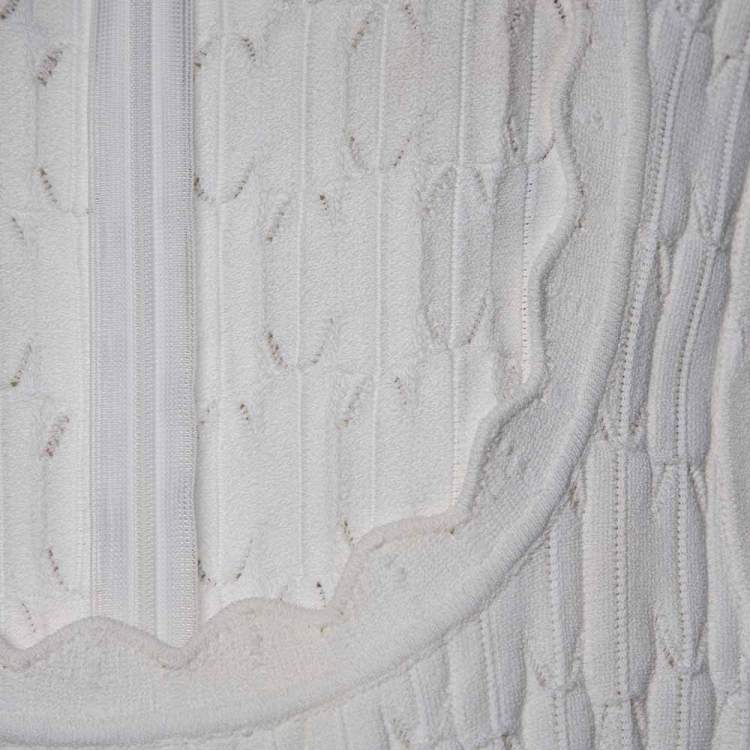 Pre Owned Alaia White Structured Knit Scalloped Detail Mini Dress S