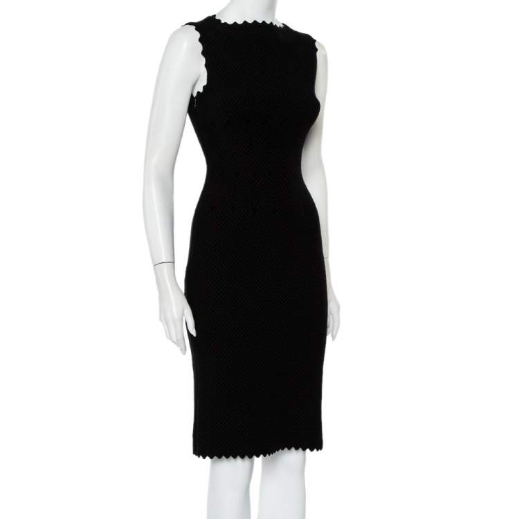 Pre Owned Alaia Black Jacquard Knit Sleeveless Midi Dress M