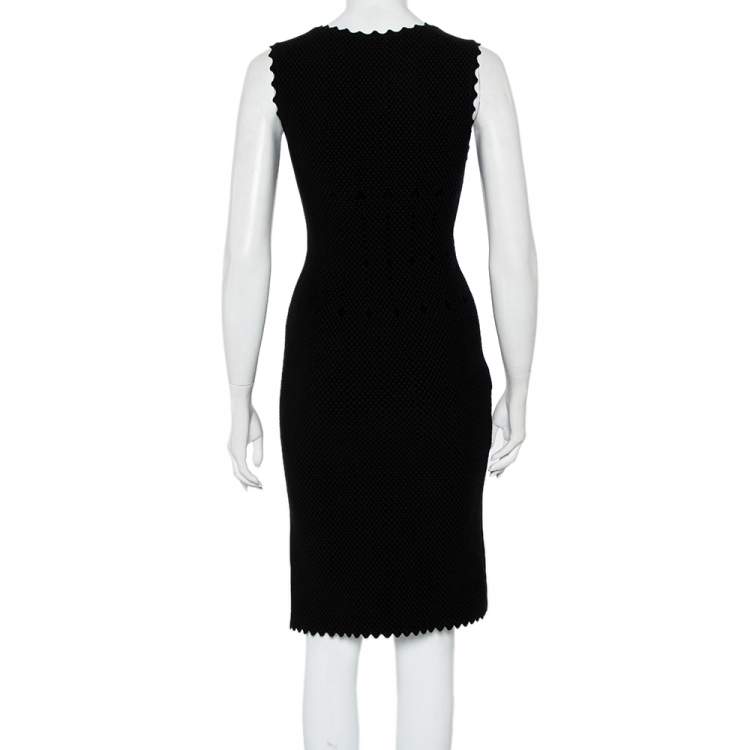 Pre Owned Alaia Black Jacquard Knit Sleeveless Midi Dress M