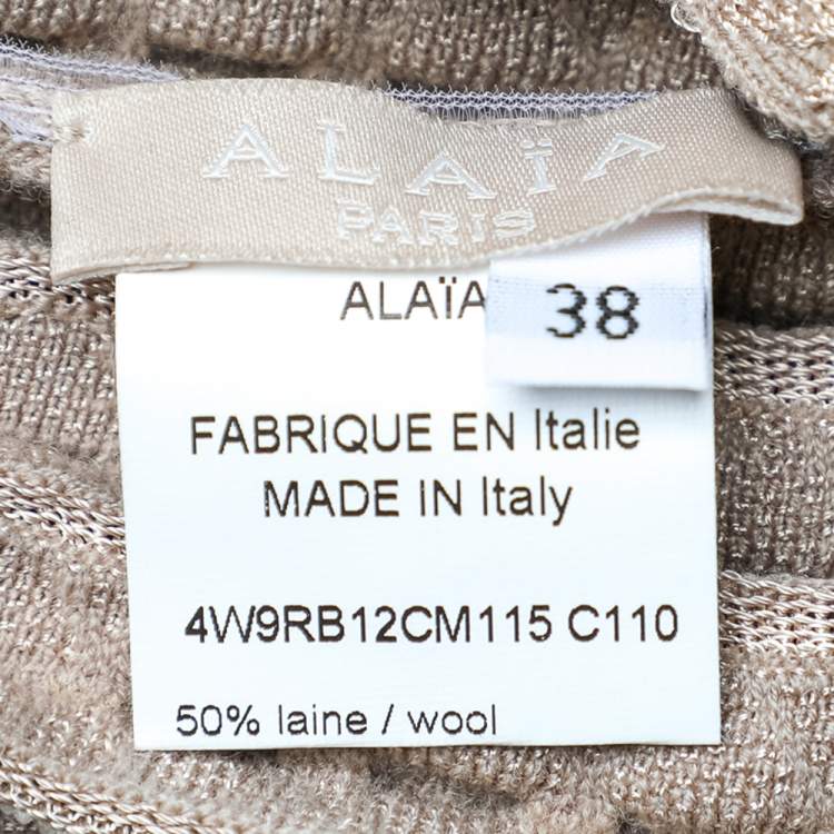 مملوكة مسبقًا Alaia Beige Dotted Wool Knit Fit & Flare Dress M