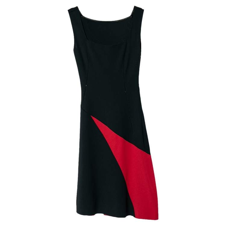 مملوكة مسبقًا Alaia Black Crepe Contrast Paneled Sleeveless Dress XS