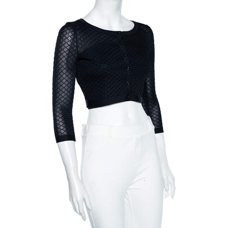 Pre Owned Alaia Black Knit Button Front Cropped Cardigan S