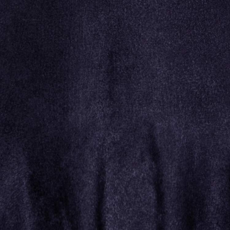 Pre Owned Alaia Navy Blue Felt Knit Sleeveless Flared Dress S