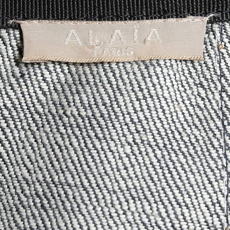 Pre Owned Alaia Blue Denim Asymmetric Skirt XS