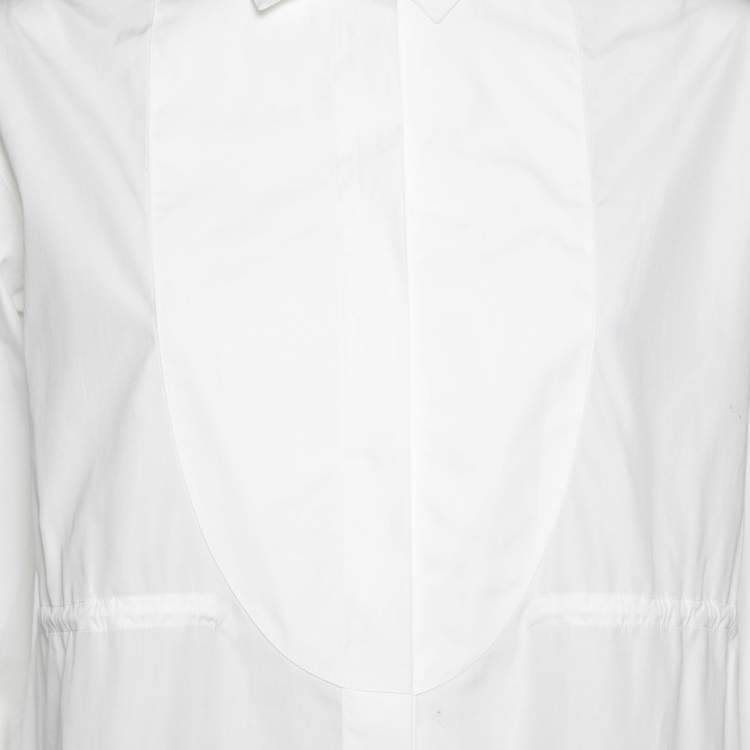 Pre Owned Alaia White Cotton Cinched Waist Embroidered Peplum Detailed Top M