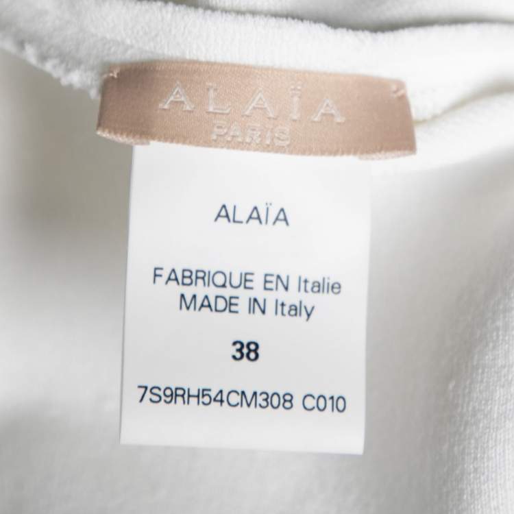 Pre Owned Alaia White Knit Tiered Square Neck Dress M