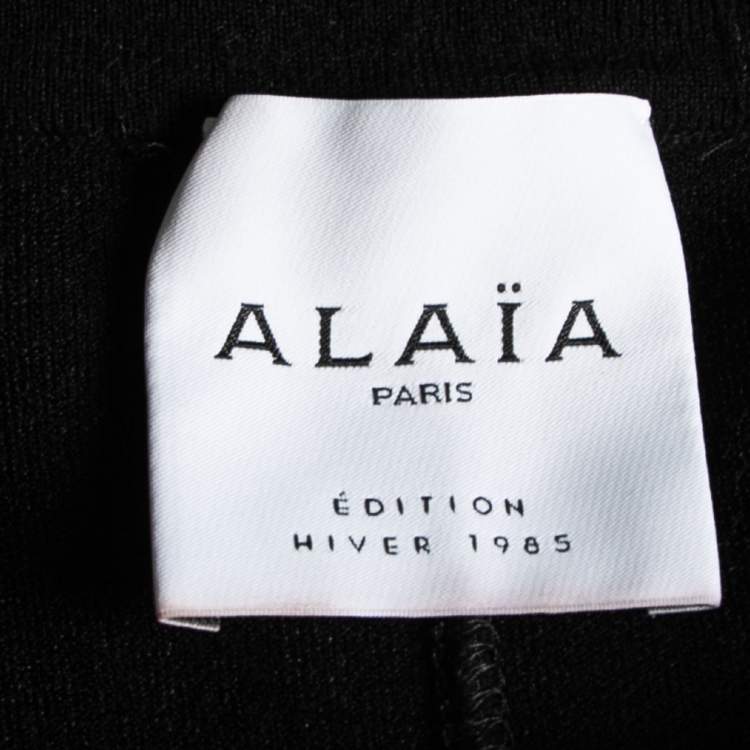 Pre Owned Alaia Black Wool Crew Neck Long Sleeve Oversized Top M