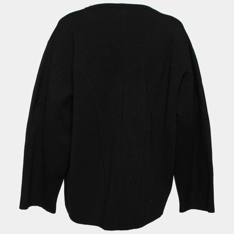 Pre Owned Alaia Black Wool Crew Neck Long Sleeve Oversized Top M