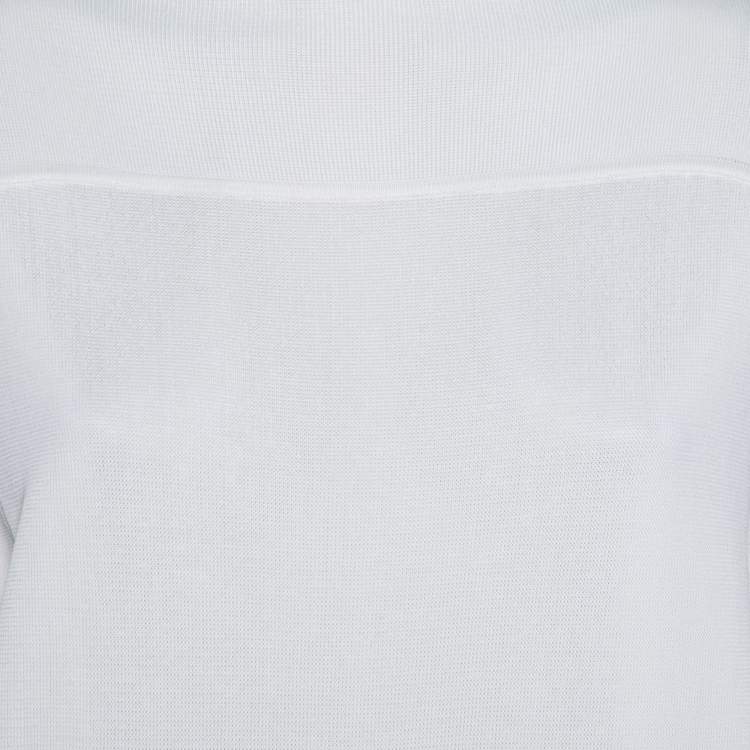 Pre Owned Alaia White Knit Crew Neck Batwing Sleeve Maxi Dress M