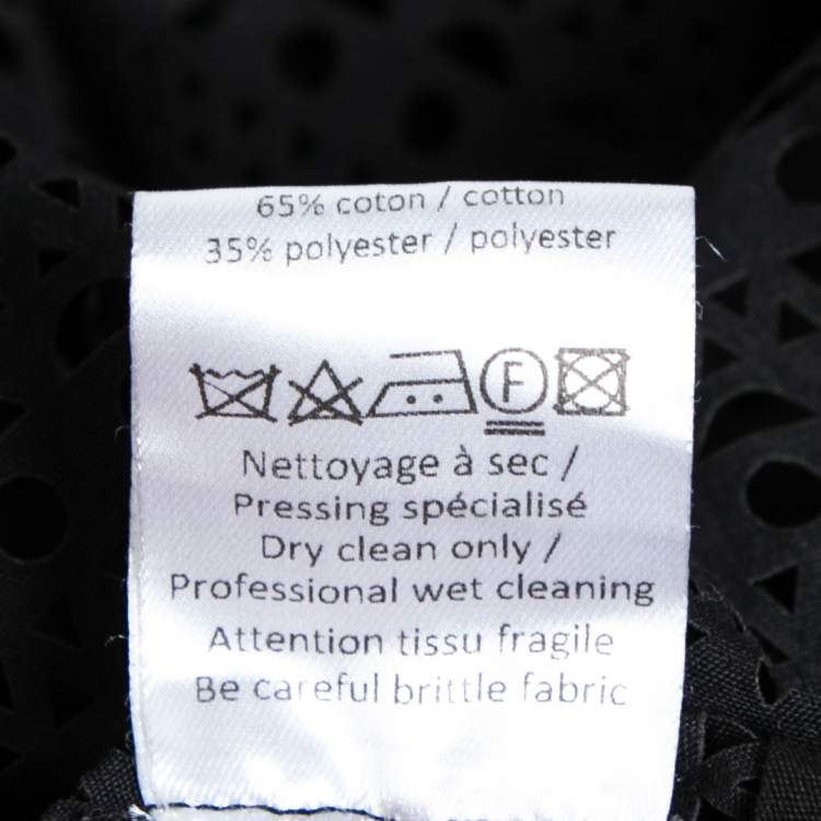 Pre Owned Alaia Black Patterned Laser Cut Cotton Shirt Dress M