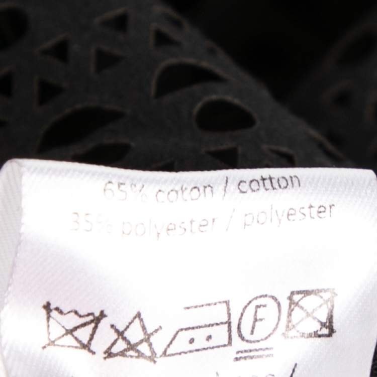 Pre Owned Alaia Black Patterned Laser Cut Cotton Shirt Dress M
