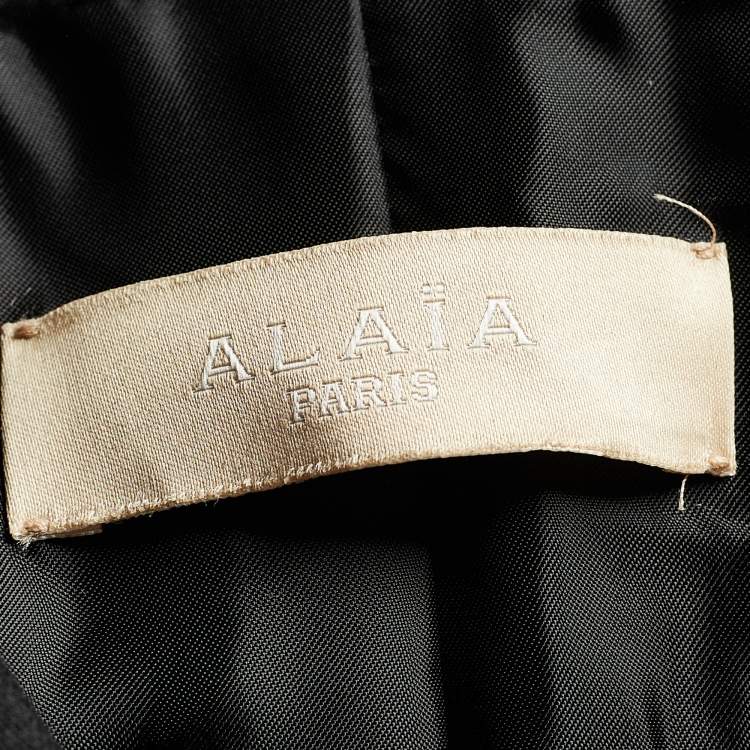 Pre Owned Alaia Black Wool Gabardine Flared Double Breasted Princess Coat L