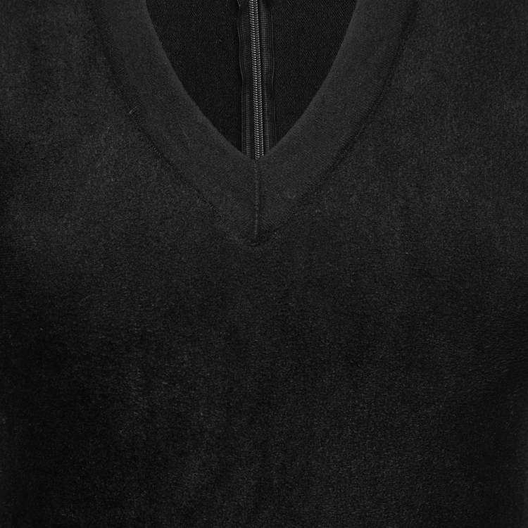 مملوكة مسبقًا Alaia Black Blush Velvet Laser Cut Hem Detail Sleeveless Dress M