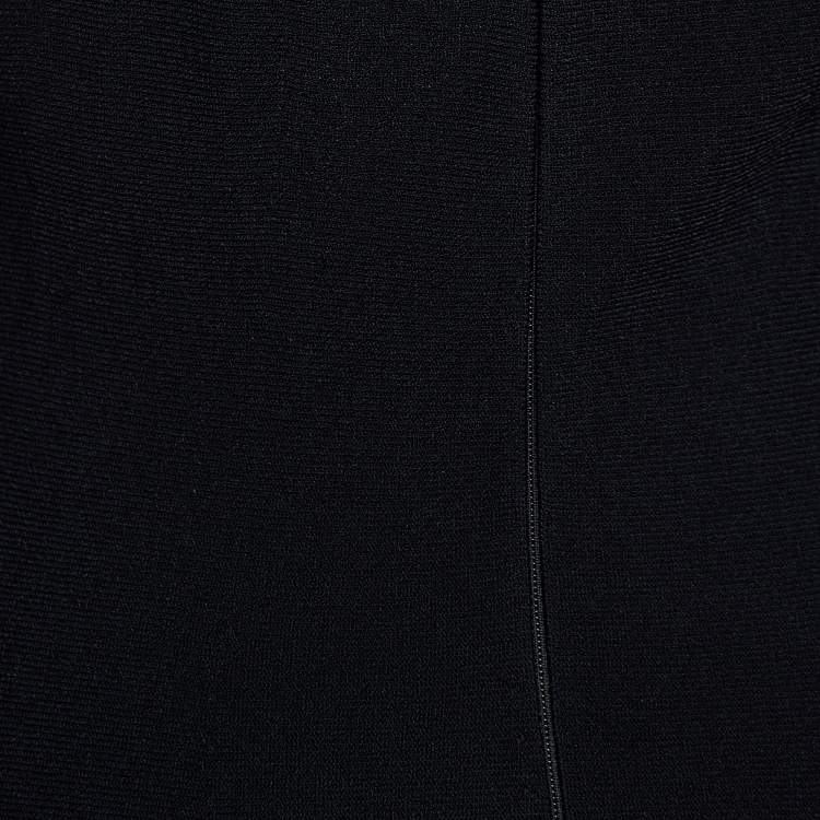 Pre Owned Alaia Black Pointelle Knit Detail Flared Dress M