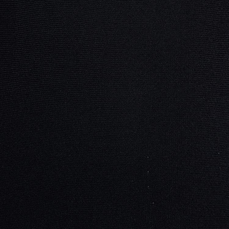 Pre Owned Alaia Black Pointelle Knit Detail Flared Dress M