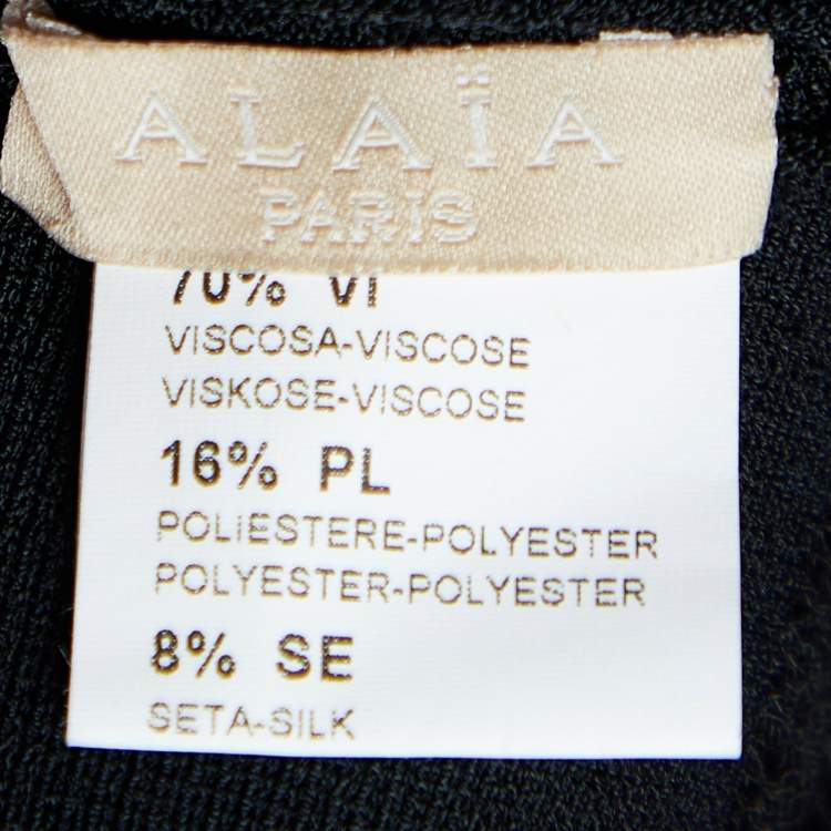 Pre Owned Alaia Black Pointelle Knit Detail Flared Dress M