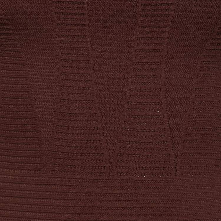 Pre Owned Alaia Burgundy Stretch-Knit Skater Mini Dress S