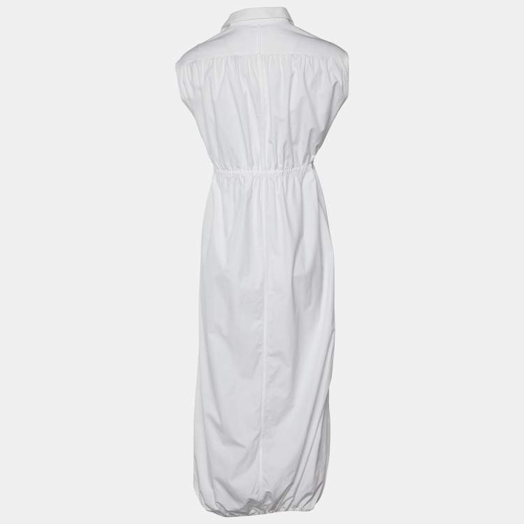 Pre Owned Alaia White Cotton Waist Tie Detail Maxi Dress L