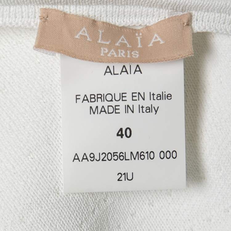 Pre Owned Alaia White Stretch-Knit Flared Midi Skirt M