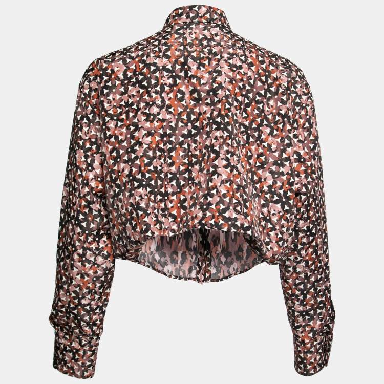 Pre Owned Alaia Multicolor Printed Silk Cropped Shirt M  