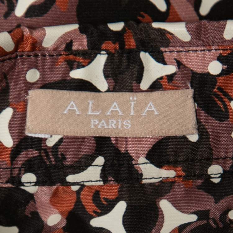 Pre Owned Alaia Multicolor Printed Silk Cropped Shirt M  