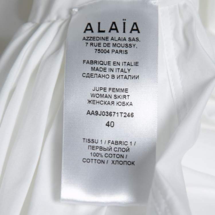 Pre Owned Alaia White Cotton Balloon Mini Skirt M
