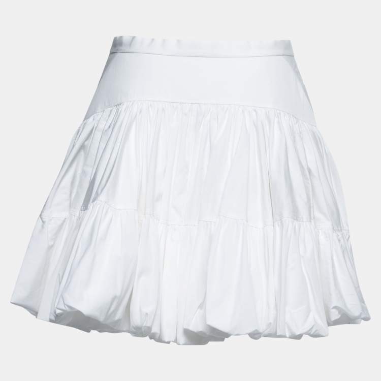 Pre Owned Alaia White Cotton Balloon Mini Skirt M
