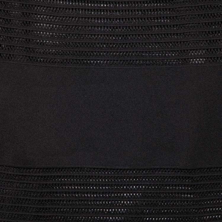 Pre Owned Alaia Black Crochet Knit Elasticized Waist Top M